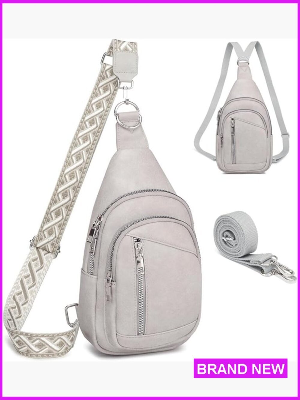 Mini Leather Crossbody Sling Purse 2-in-1 Backpack with 2 Straps